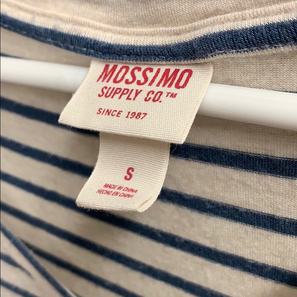 MOSSIMO Size S shirt blue and off white striped